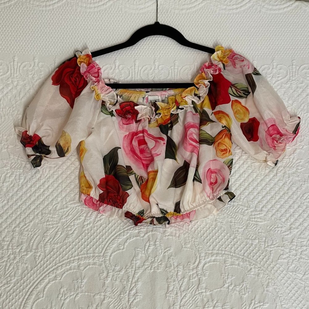 NWT L'atiste By Amy Women's Large Crop Top Floral